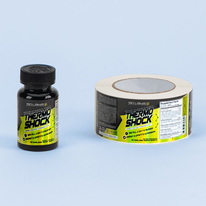 custom holographic healthcare supplement labels , hologram foil metallic effect bottle sticker printing