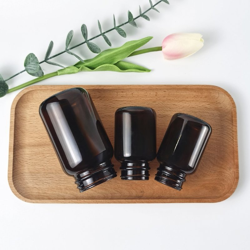60cc 80ml 100ml 120ml 150ml Empty Supplement Healthcare Medicine amber Black frosted clear Capsule Bottle with Black Lid