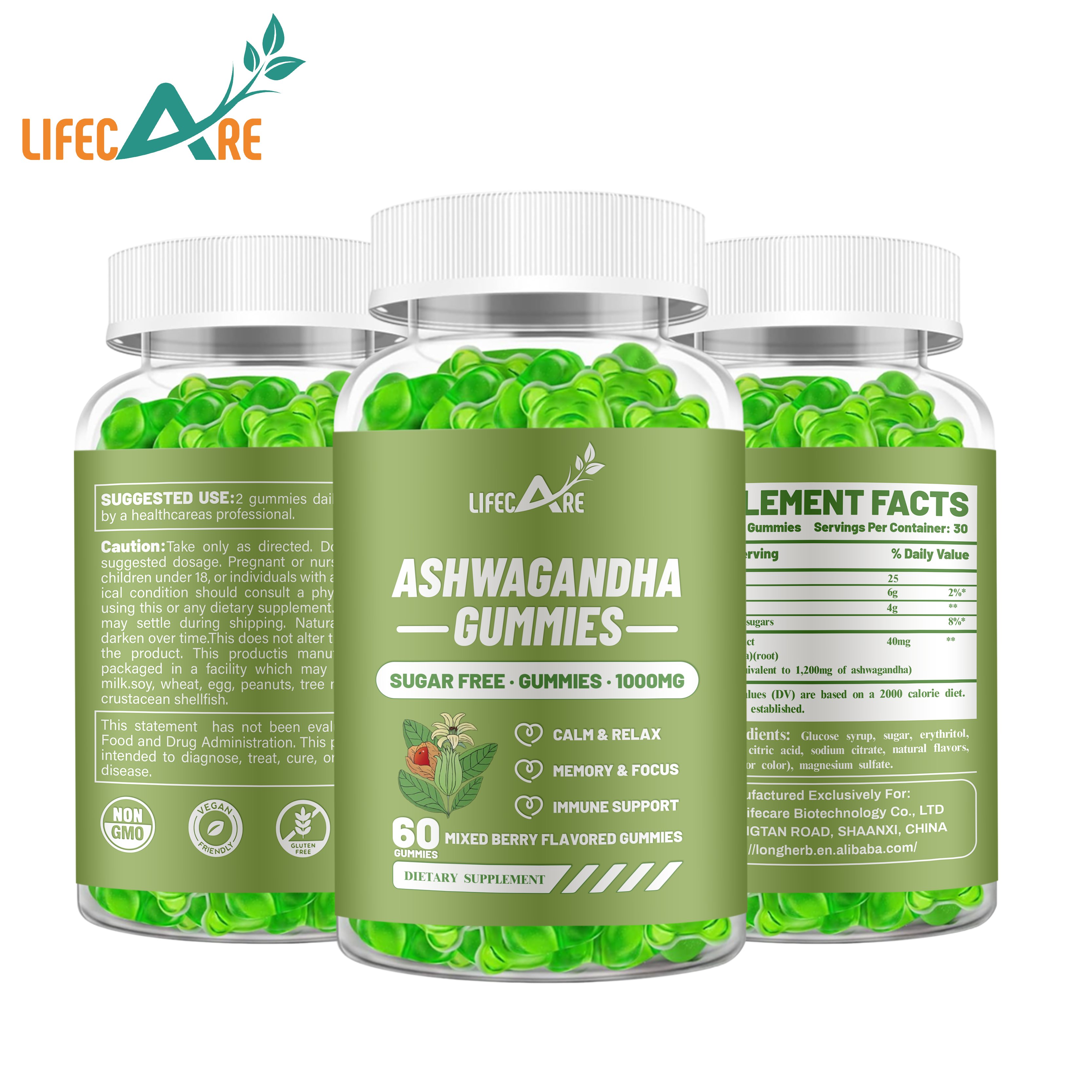 OEM Service Ashwagandha Gummies Herbal Supplements Vegan Ashwagandha Gummies