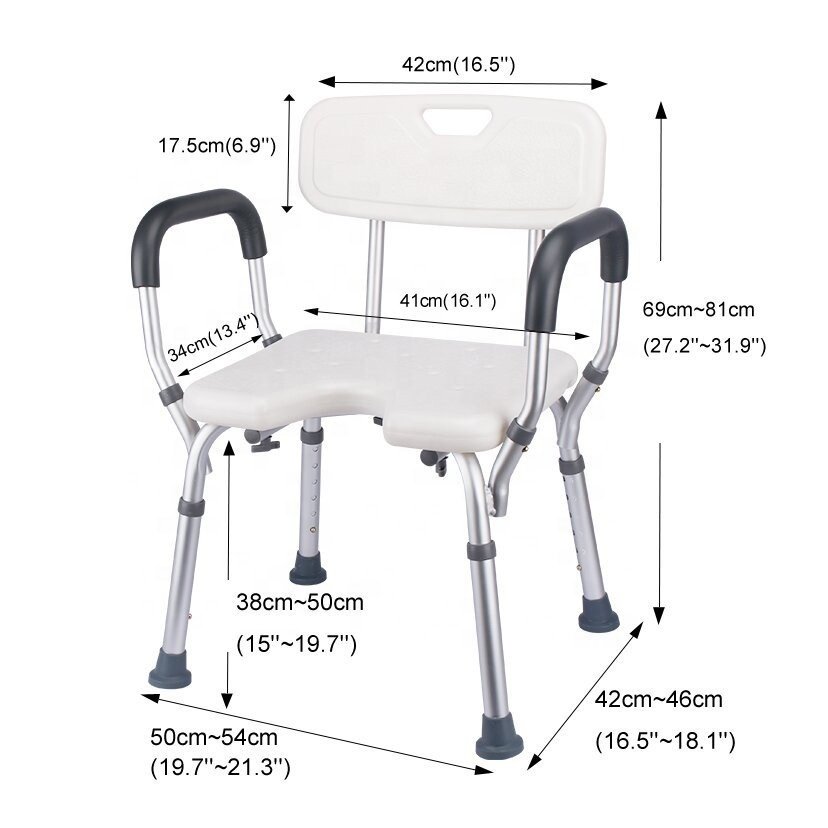 Bath Chair with Arms, Medical Shower Seat, Bariatric Bath Stool Safety Shower Bench with Reinforced Crossing bar for Elderly, Ad