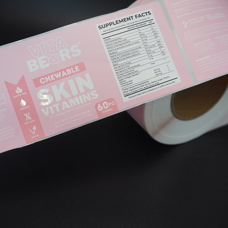 food dietary spots supplement bottle label packaging printing spot uv raised effect healthcare sticker