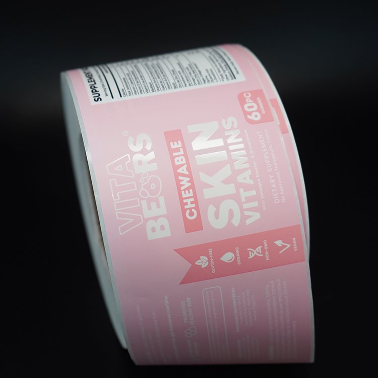 food dietary spots supplement bottle label packaging printing spot uv raised effect healthcare sticker