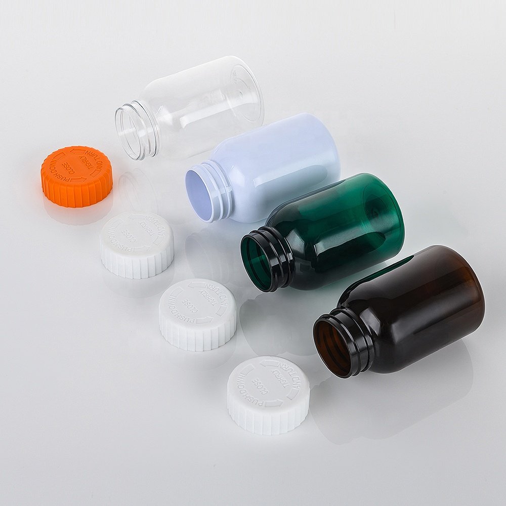 Custom LOGO plastic Supplement bottle Food Grade Plastic Bottle healthcare Pill Plastic Bottle with Child Safety Cap