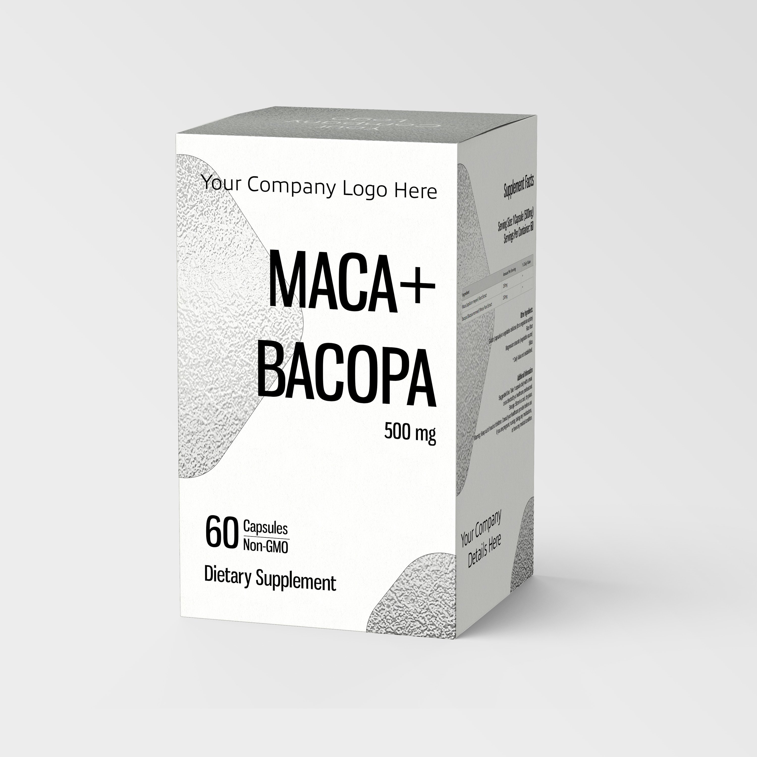 Experience premium Maca Root with Bacopa monnieri extract vegan capsules 100% organic designed for men's peak performance