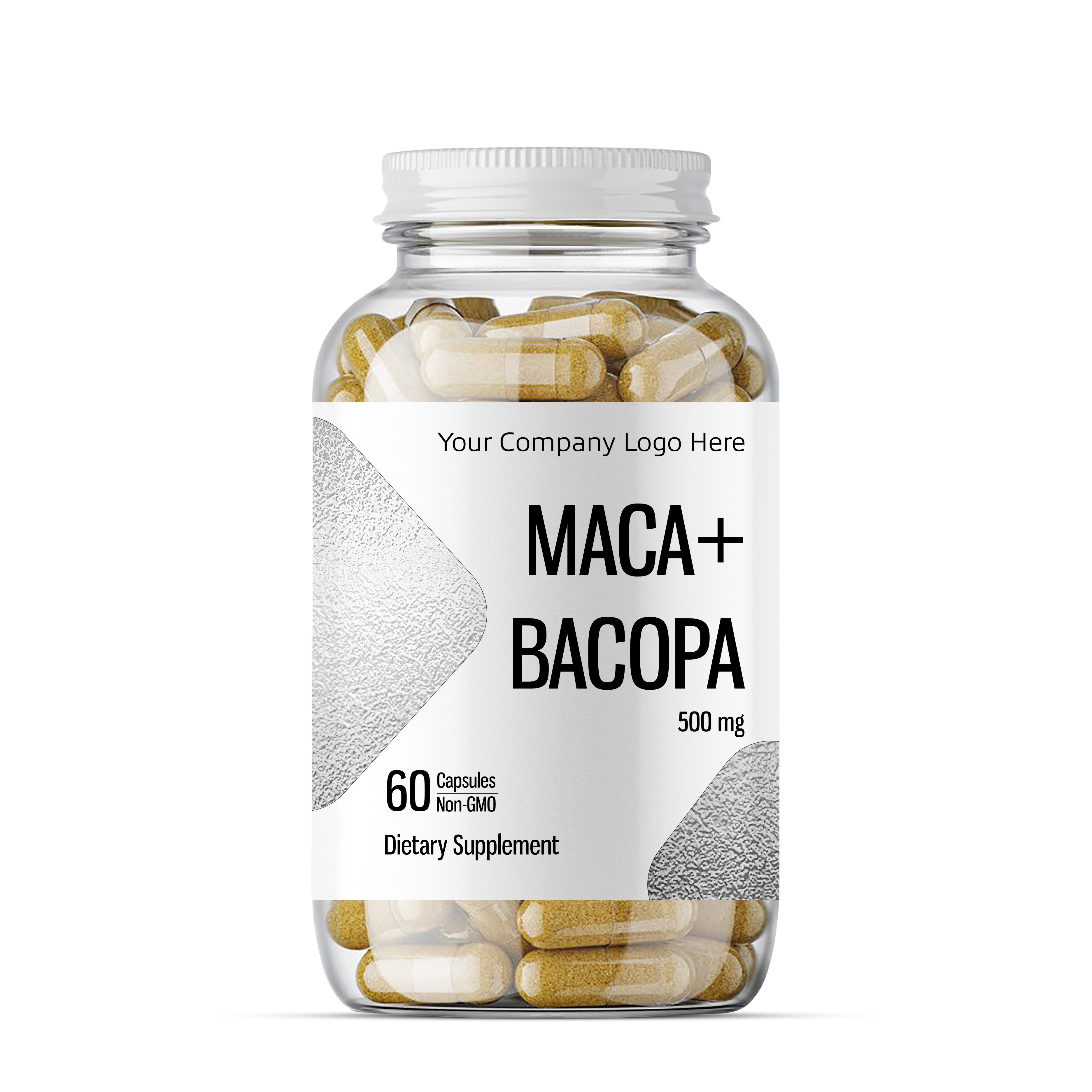 Experience premium Maca Root with Bacopa monnieri extract vegan capsules 100% organic designed for men's peak performance