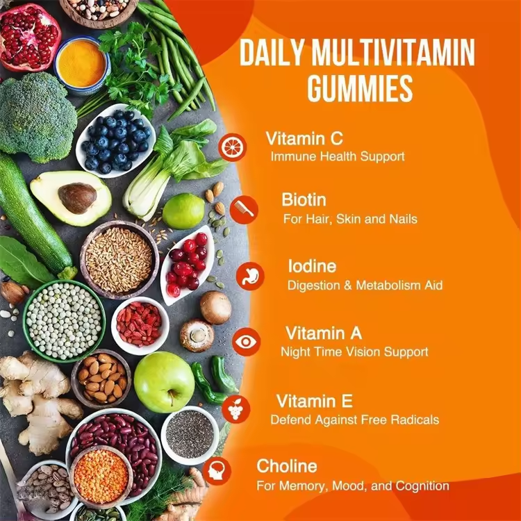 Wholesale Healthcare Supplements Adults Vitamins Best Vegetarian Men's Multivitamin Gummies for Women