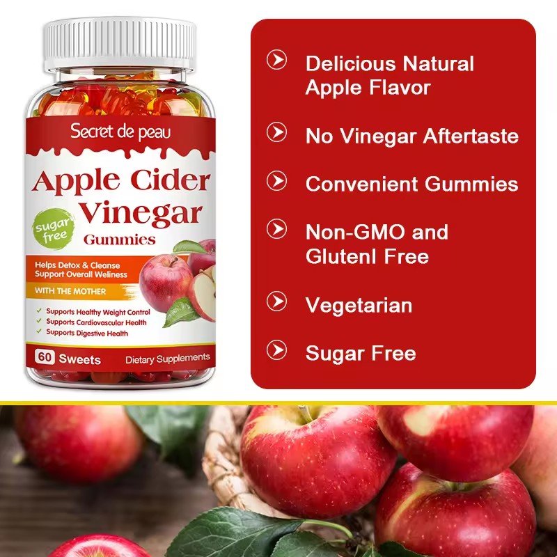 OEM Organic Bulk Apple Cider Vinegar Gummies No Sugar Keto ACV Gummy Candy Slimming Healthcare Supplements