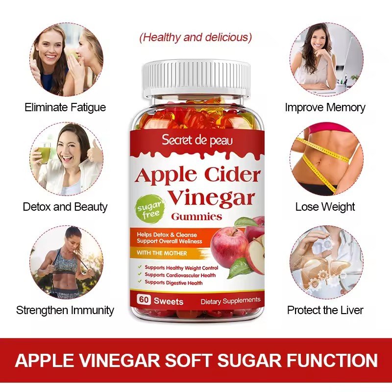 OEM Organic Bulk Apple Cider Vinegar Gummies No Sugar Keto ACV Gummy Candy Slimming Healthcare Supplements