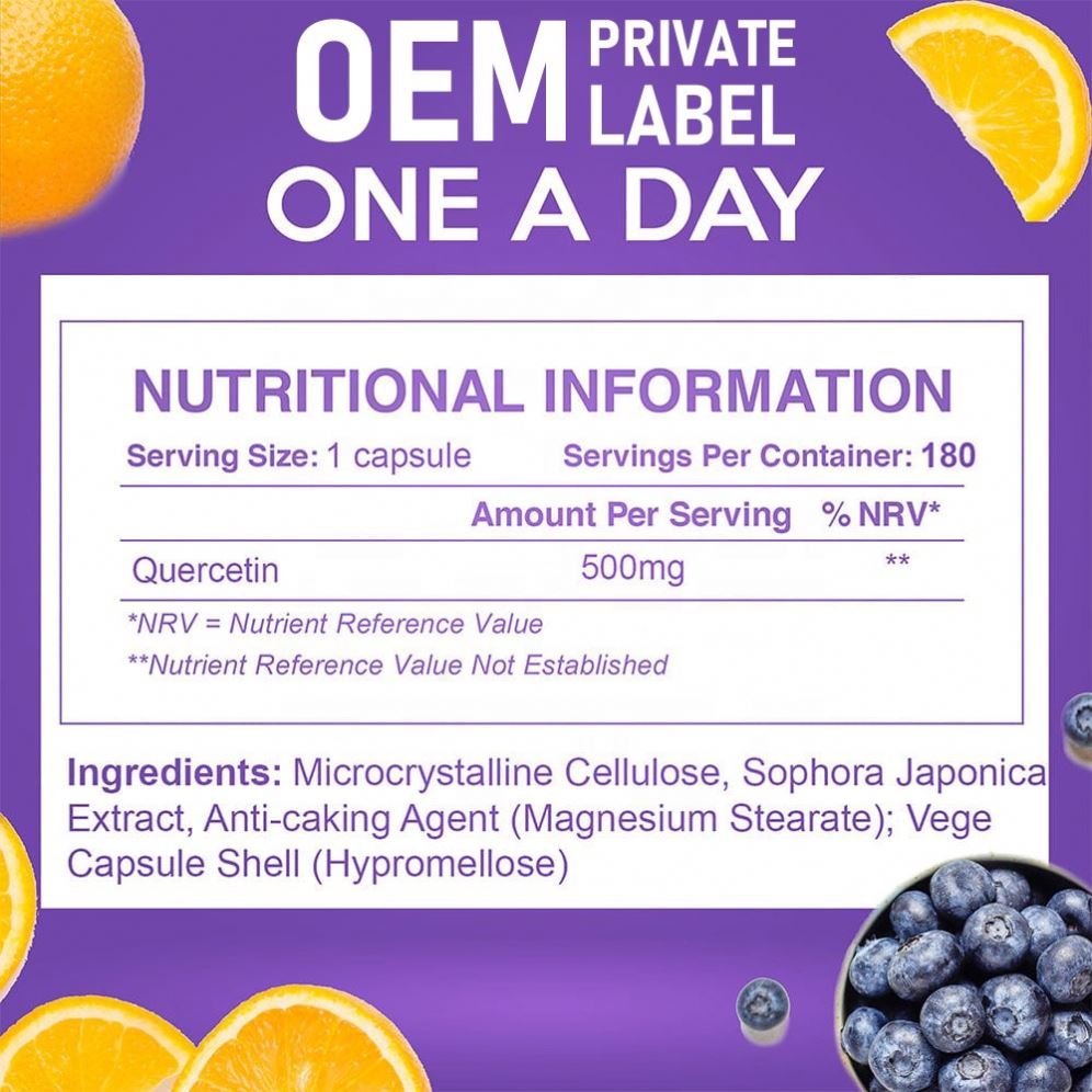 Private Label Quercetin Capsules supplement Boost Immunity Nootropics Vitamins Cellular Quercetin capsules Dihydrate Supplement