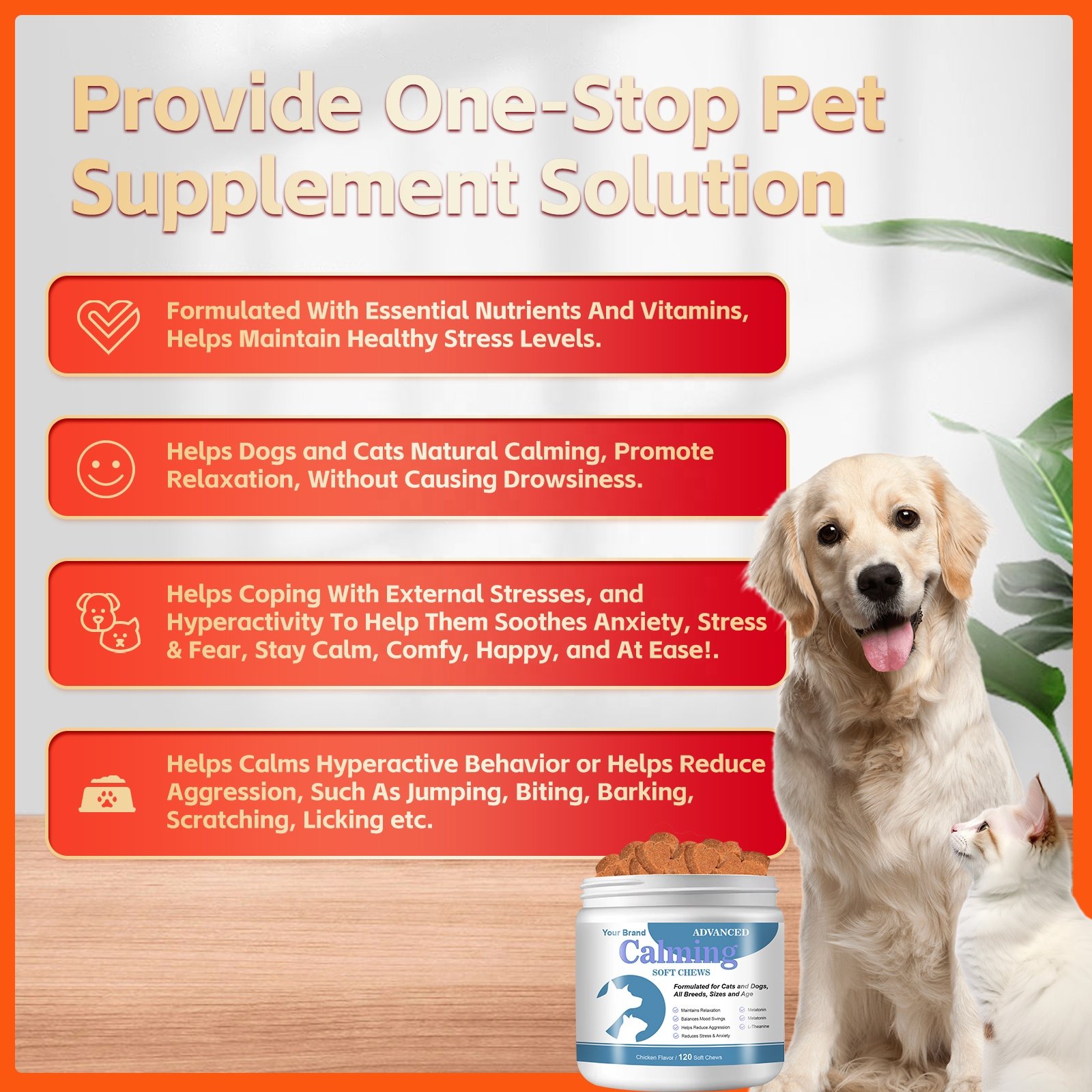 Pet Food Supplies Calming Soft Chews Pet Supplements For Cats Dogs Anxiety Relief Calming Care