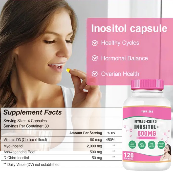 OEM Healthcare Supplement Support Folate Vitamin Women D-chiro Fertility Inositol Gummies