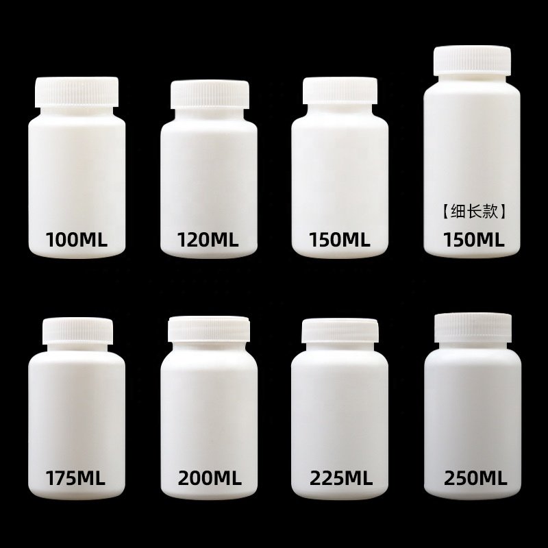 HDPE Plastic Pill Bottles Medical Container White Empty Healthcare Food Herbal Supplement Vitamin Capsule Bottle Custom Print