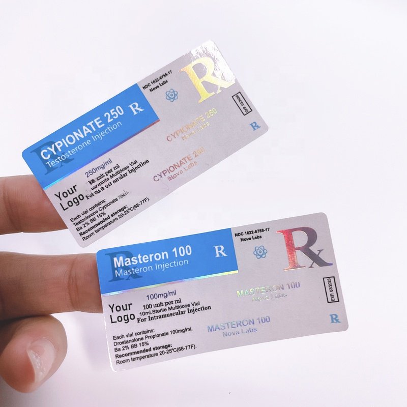 Custom Logo Healthcare Supplement Waterproof Laser Foil 10ml Vial Hologram Steroide Sticker For Pharmaceutical Labels