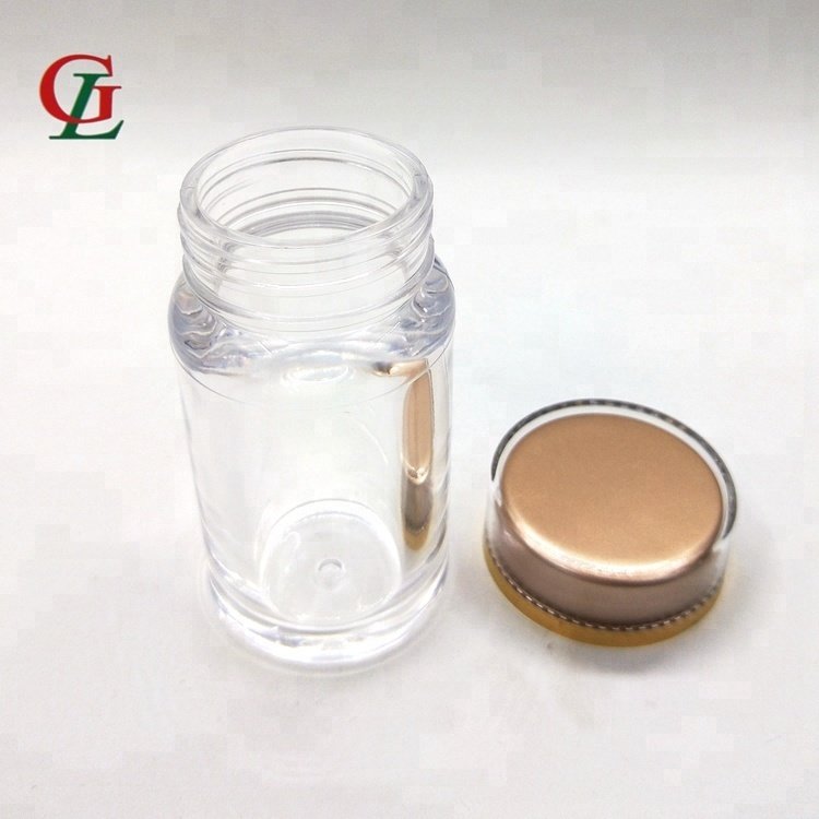 Thick Wall Pharmaceutical Pill Bottle Capsule Pill Container Cap Gold Clear Pill Plastic Wholesale High Quality 40ml PS Medicine