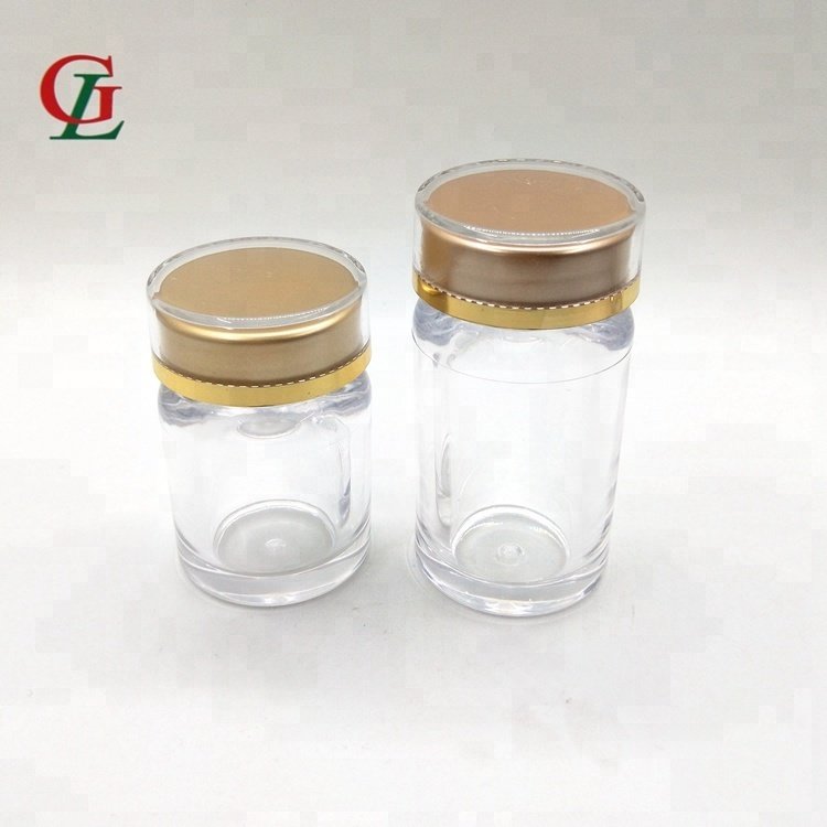 Thick Wall Pharmaceutical Pill Bottle Capsule Pill Container Cap Gold Clear Pill Plastic Wholesale High Quality 40ml PS Medicine