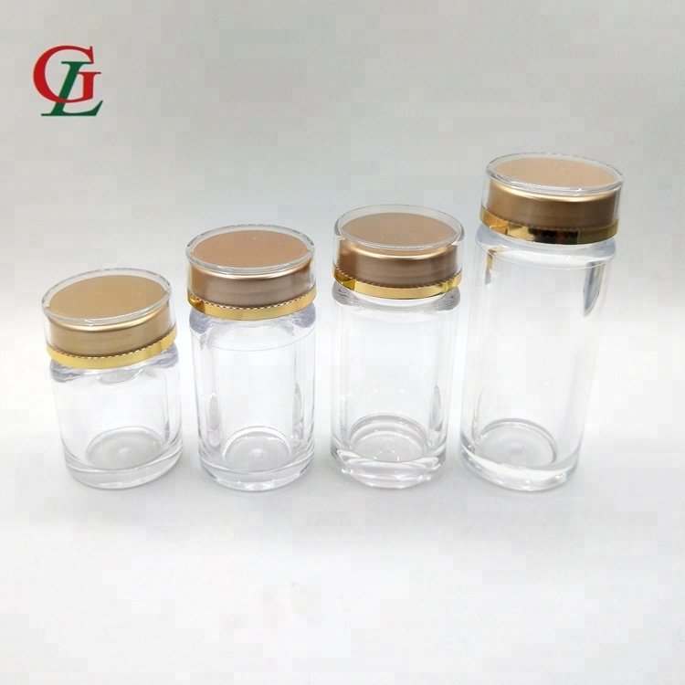 Thick Wall Pharmaceutical Pill Bottle Capsule Pill Container Cap Gold Clear Pill Plastic Wholesale High Quality 40ml PS Medicine