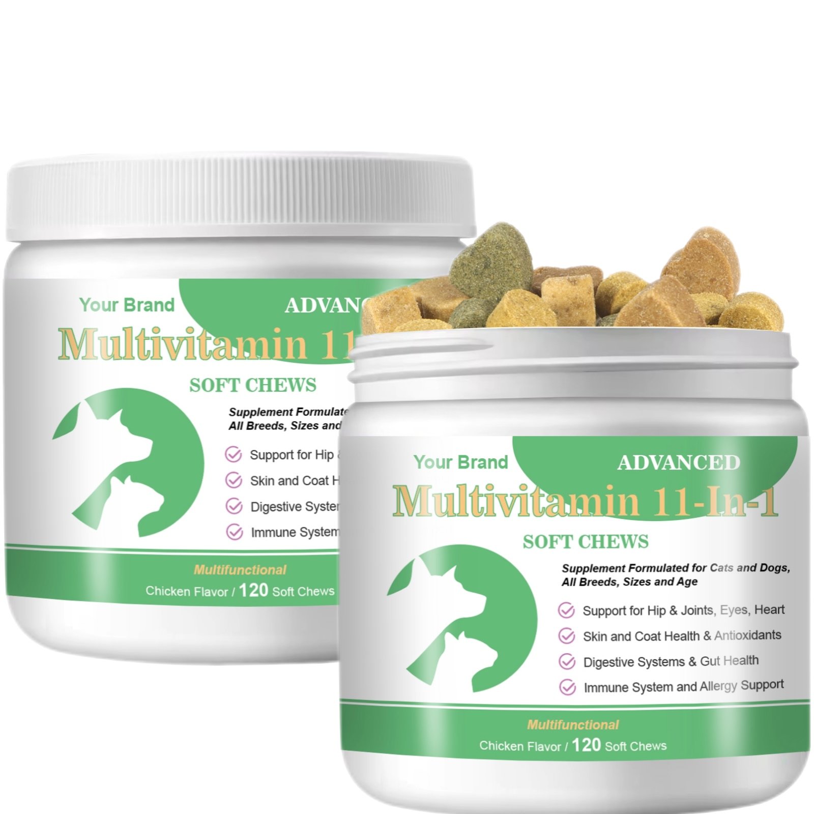 Dog Multivitamin Chewable with Glucosamine and Probiotics Natural Daily Vitamins Treats for Dogs