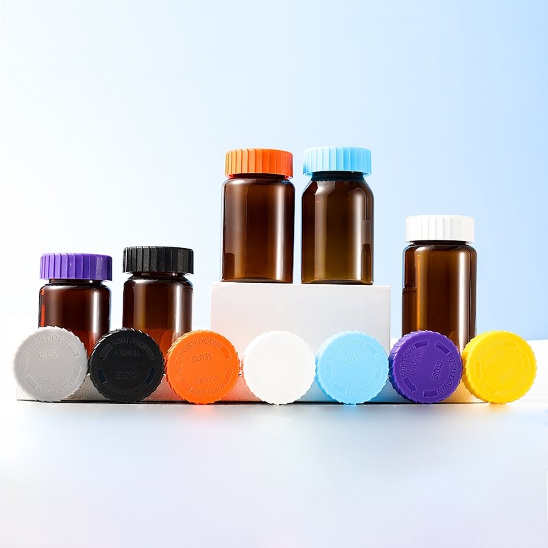 Medicinal Capsule Medicine Bottle with Child Proof Cap for Healthcare Supplement Vitamin Powder Capsule Liquid Bottle