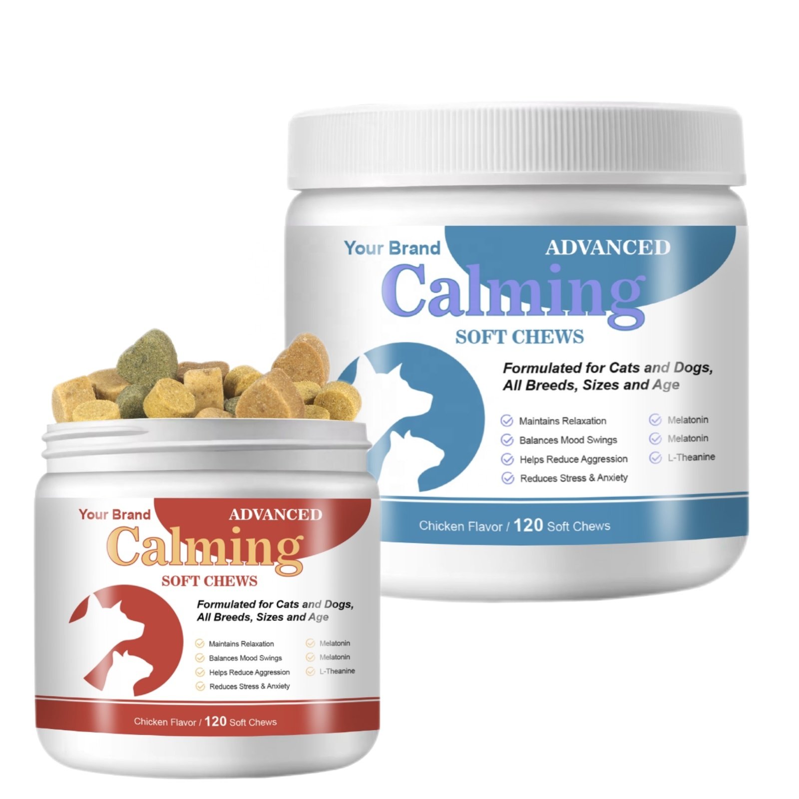 Private Logo Pet Supplement Soft Chews Anxiety and Stress Relief Cat Calming Treats