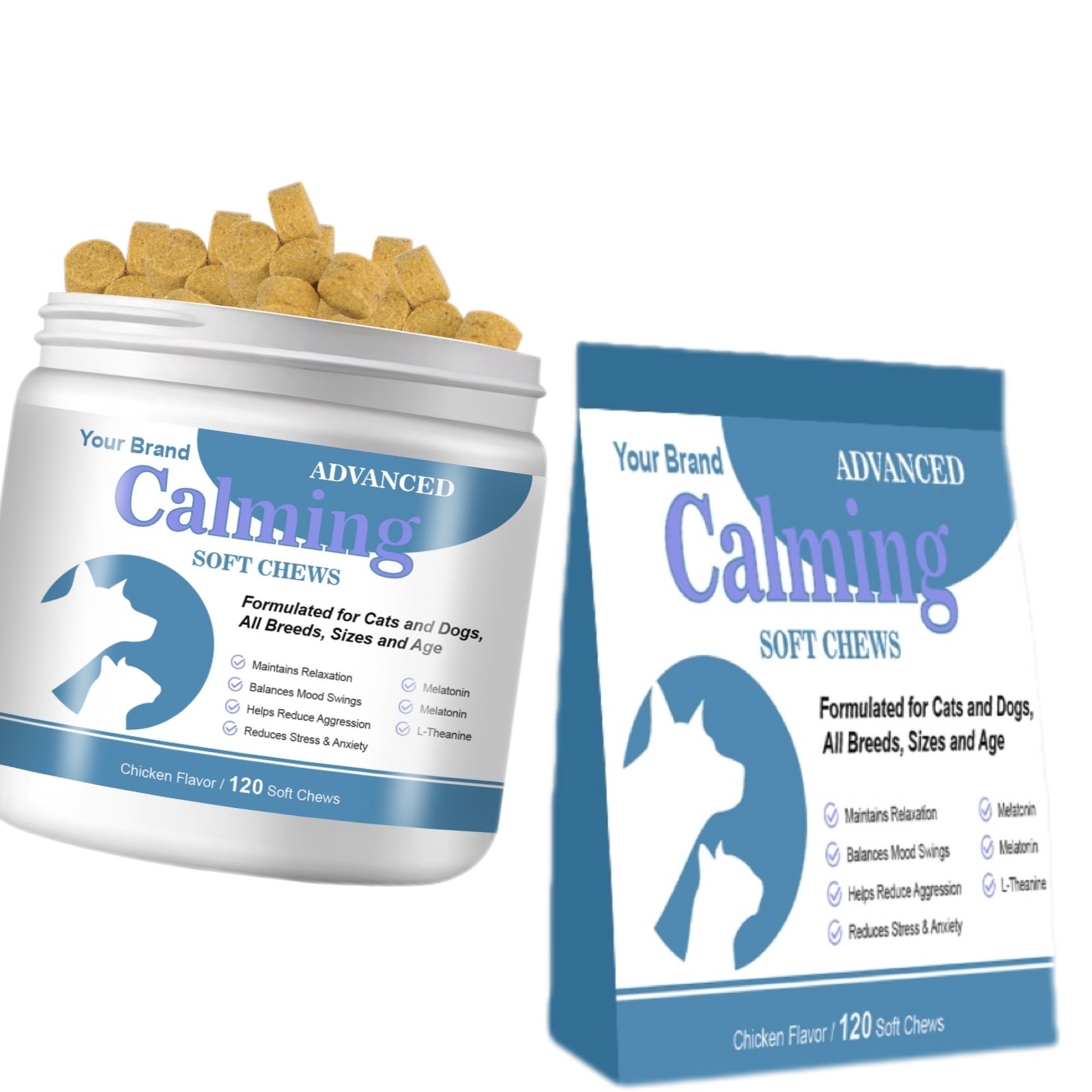 Private Label Dog Care Products Calming Supplement for Dogs Helps with Dog Anxiety Relief Aggressive Behaviour Hyperactivity
