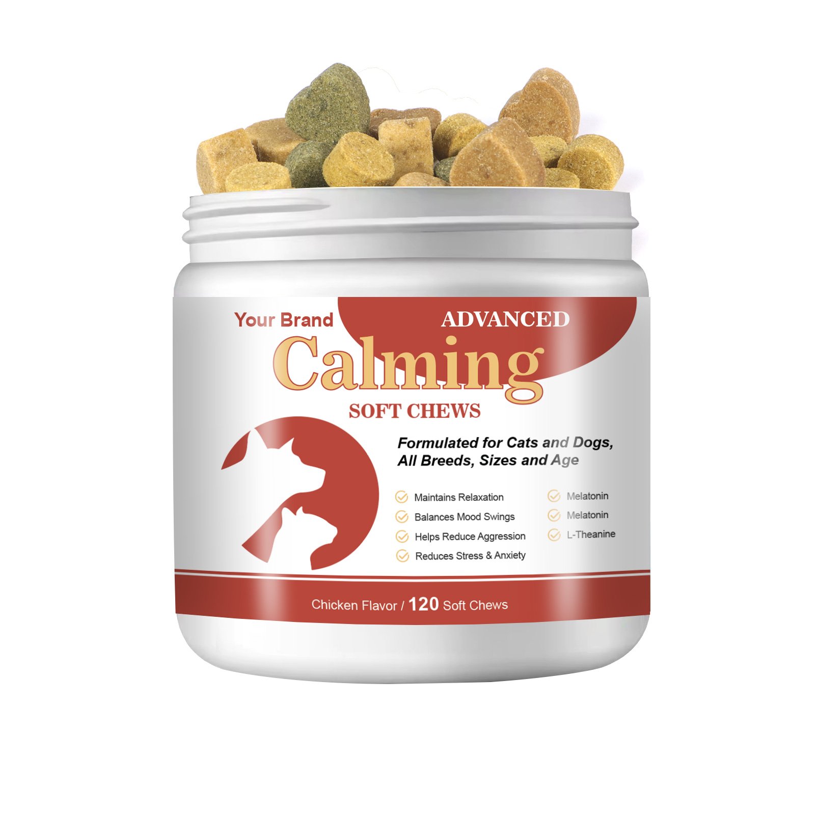 Pet Natural Calming Chews Nutrition Supplements Anxiety Relief Soft Chews for Dogs Cats