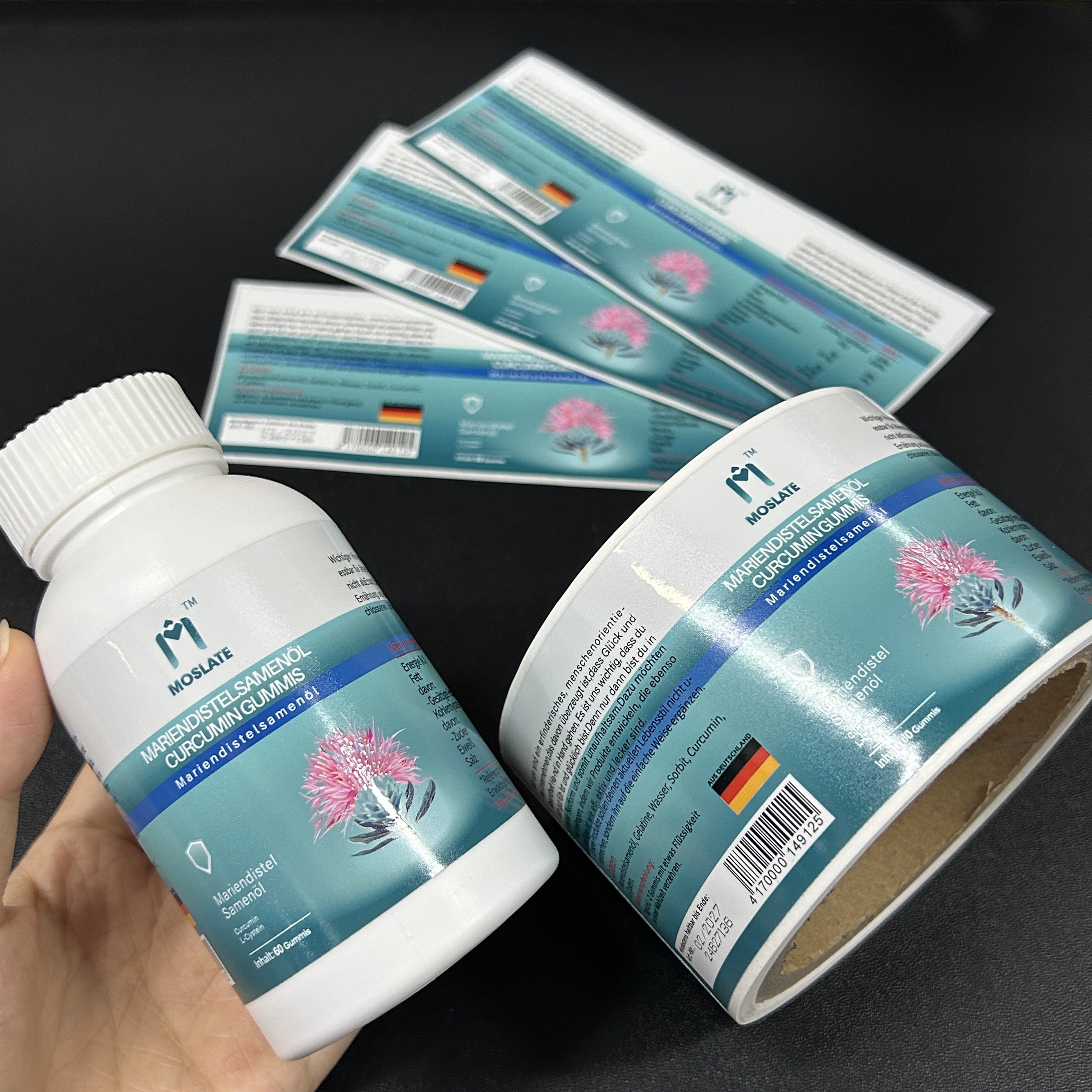 Nutrition Label Custom Product Packaging Stickers Matt Finish Soft Touch Printing Supplement Label For Plastic Bottle