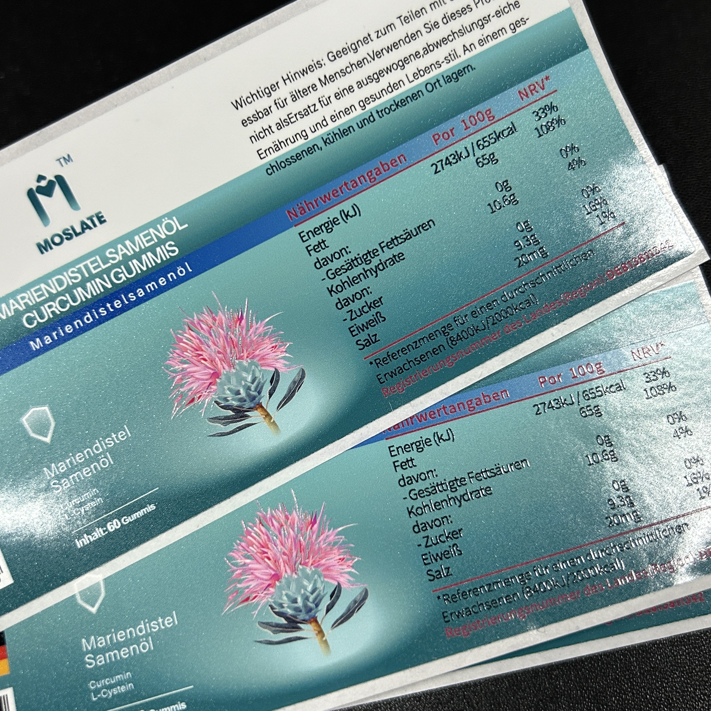 Nutrition Label Custom Product Packaging Stickers Matt Finish Soft Touch Printing Supplement Label For Plastic Bottle
