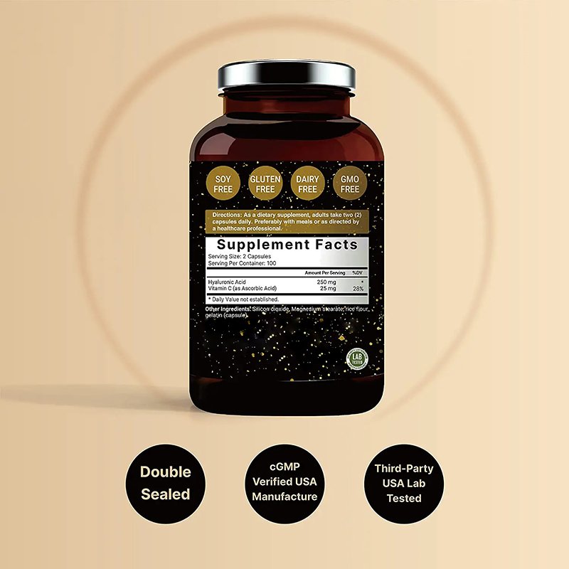 OEM Hyaluronic Acid SupplementsPlant Based Hyaluronic Acid Supplements 2 in 1 Formula Supports Skin Hydration Antioxidant