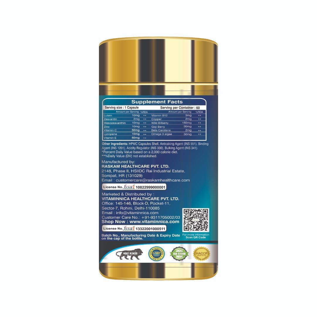 Factory Supply Vitaminnica VITA VISION Eye Care Capsules for Maintain Healthy Eyes and Prevent Redness