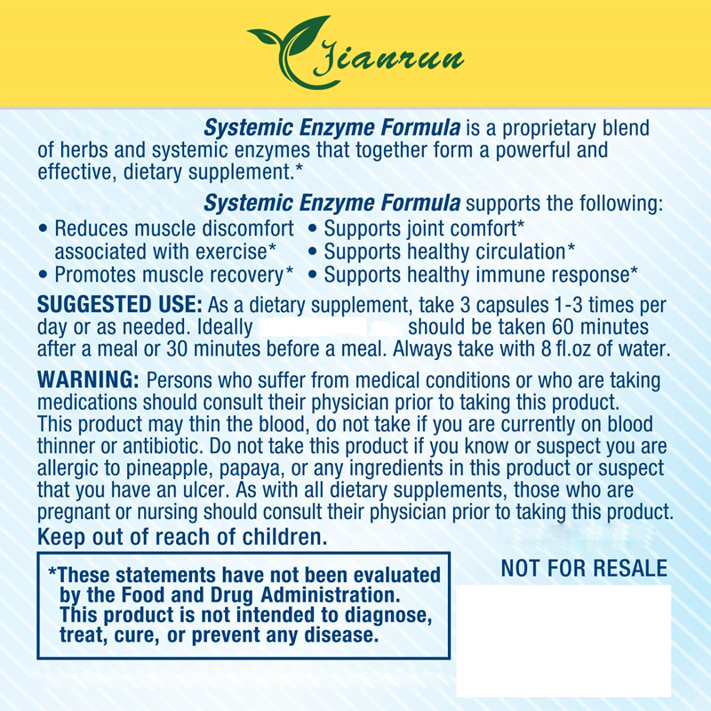 OEM Natural Healthy Immune Joint Support Supplement Proteolytic Enzymes Capsules for Maximum Back Support