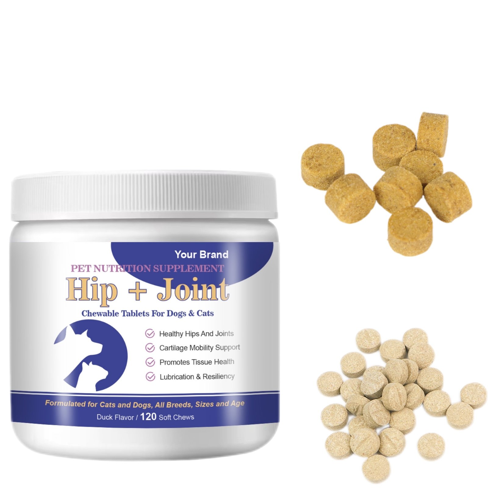 Factory OEM/ODM Glucosamine Chondroitin Joint Pain Relief Treats Vitamin Soft Chews for Dogs Cats
