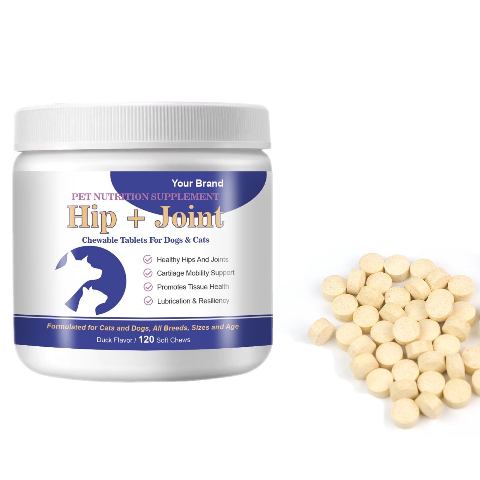 Factory OEM/ODM Glucosamine Chondroitin Joint Pain Relief Treats Vitamin Soft Chews for Dogs Cats