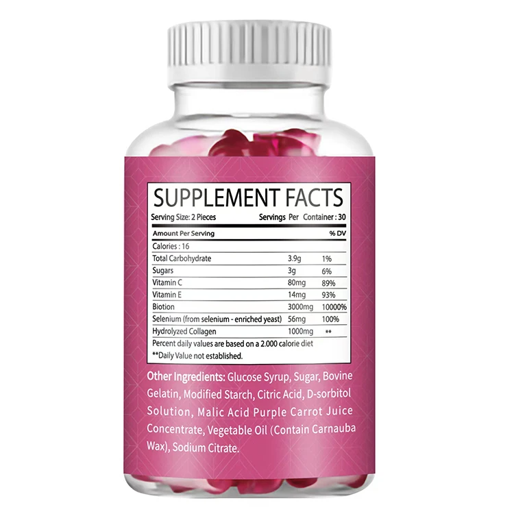 Collagen gummies Strawberry Gummi Whitening skin acne freckle smooth skin hair Private Label healthcare supplements Gummies