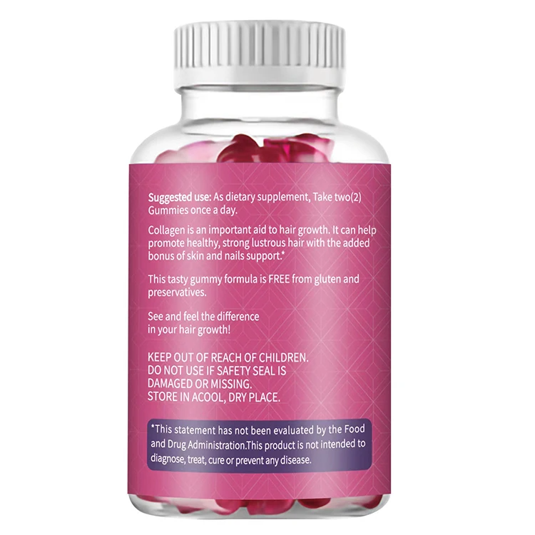 Collagen gummies Strawberry Gummi Whitening skin acne freckle smooth skin hair Private Label healthcare supplements Gummies