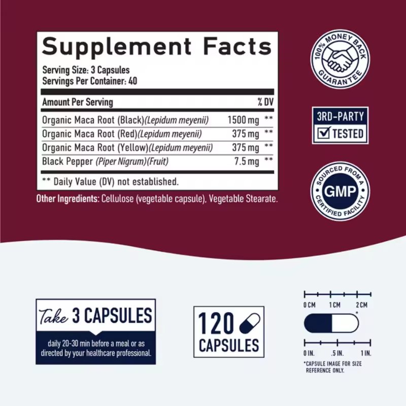 Professional manufacturer Maca Root Capsules women's hormone balance support Best Energy Boost Supplement