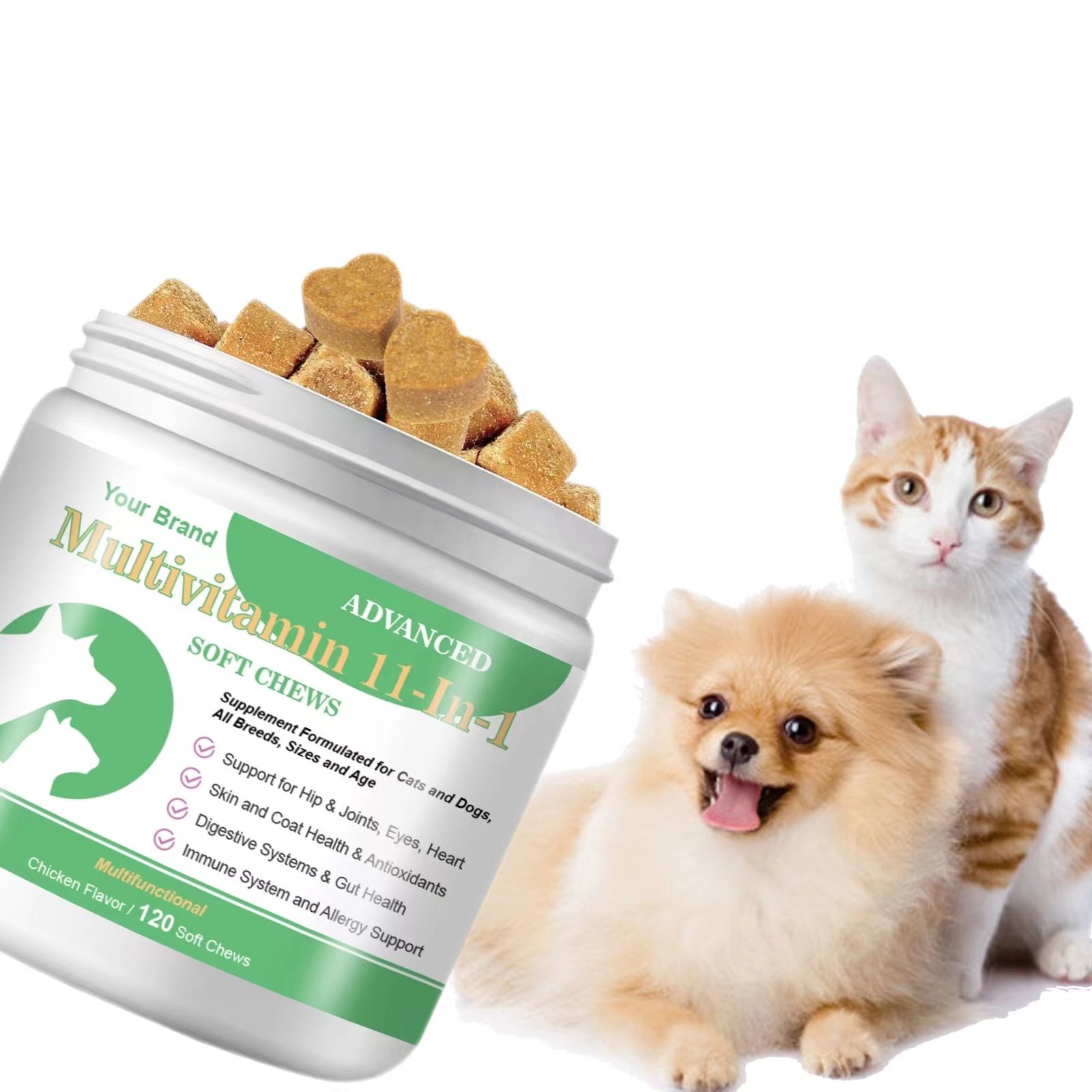 Pet Multivitamin Supplements Immunity 11 in 1 Multivitamin Soft Chews For Dogs and Cats