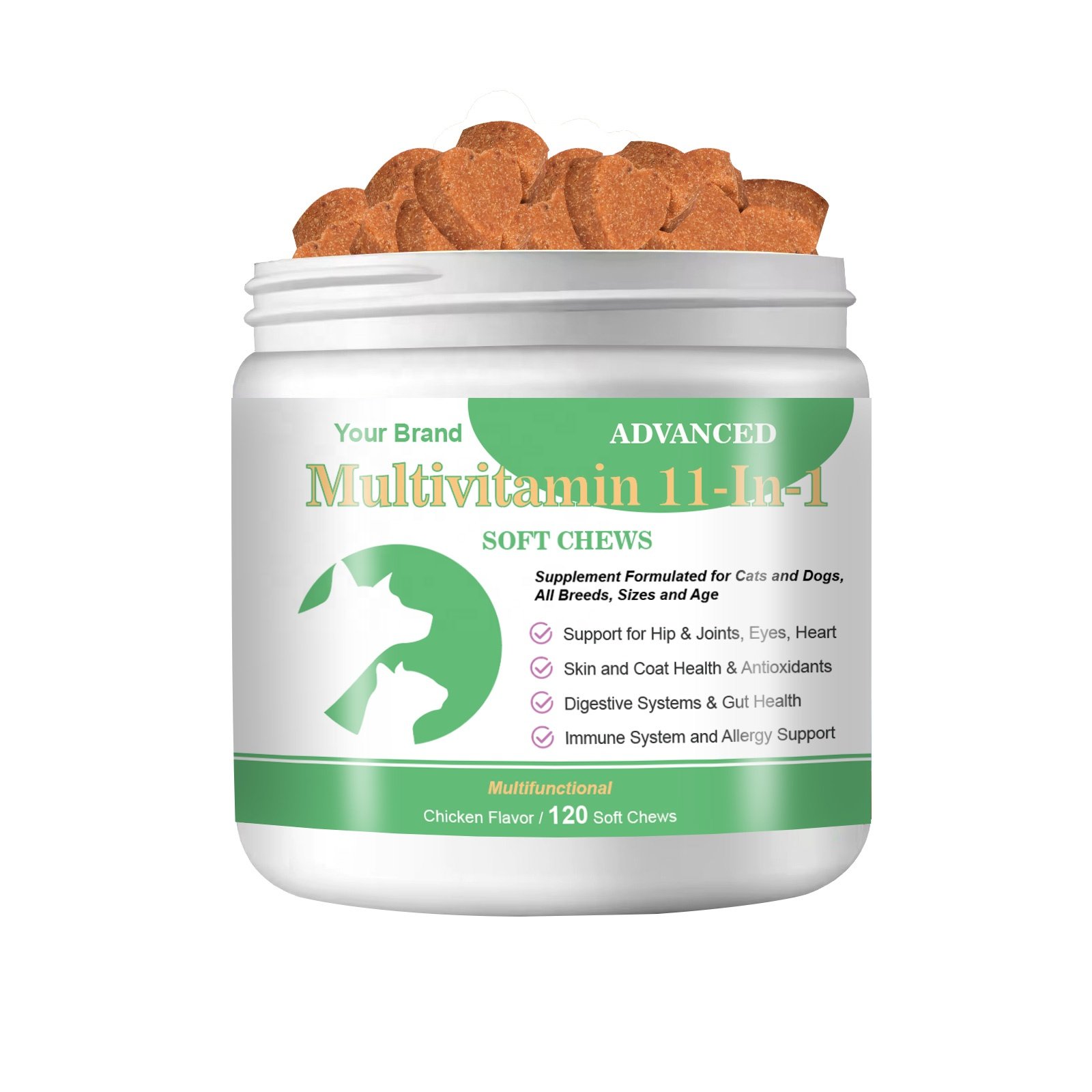 Pet Multivitamin Supplements Immunity 11 in 1 Multivitamin Soft Chews For Dogs and Cats