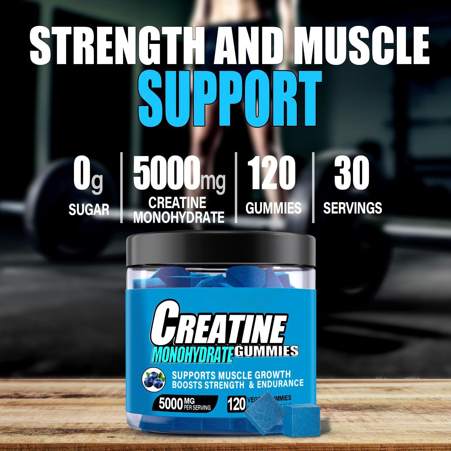 Private Label Creatine Monohydrate Gummies Bcaa Pre Workout Gummies Weight Gain Gummy Candy Gym Supplement
