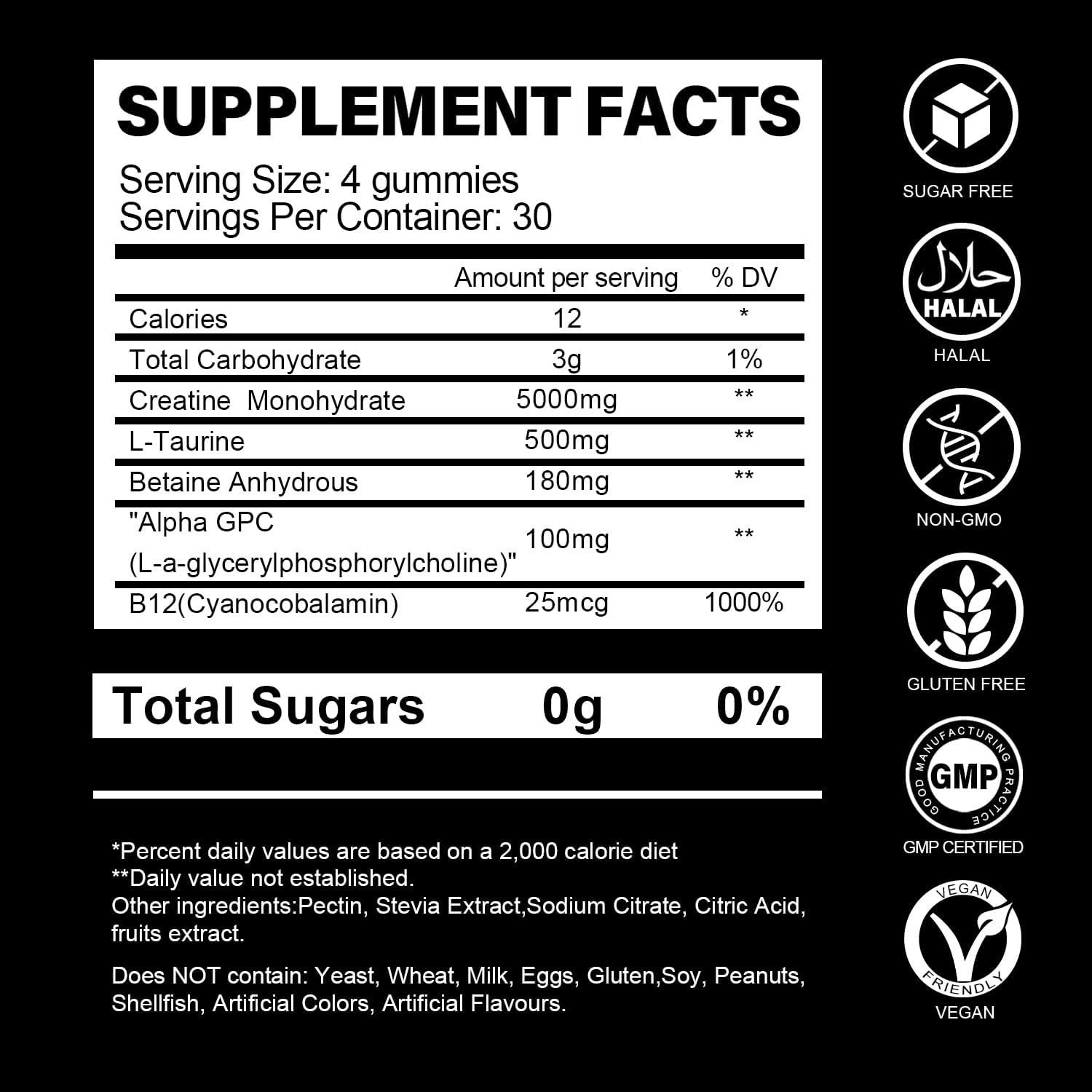 Private Label Creatine Monohydrate Gummies Bcaa Pre Workout Gummies Weight Gain Gummy Candy Gym Supplement