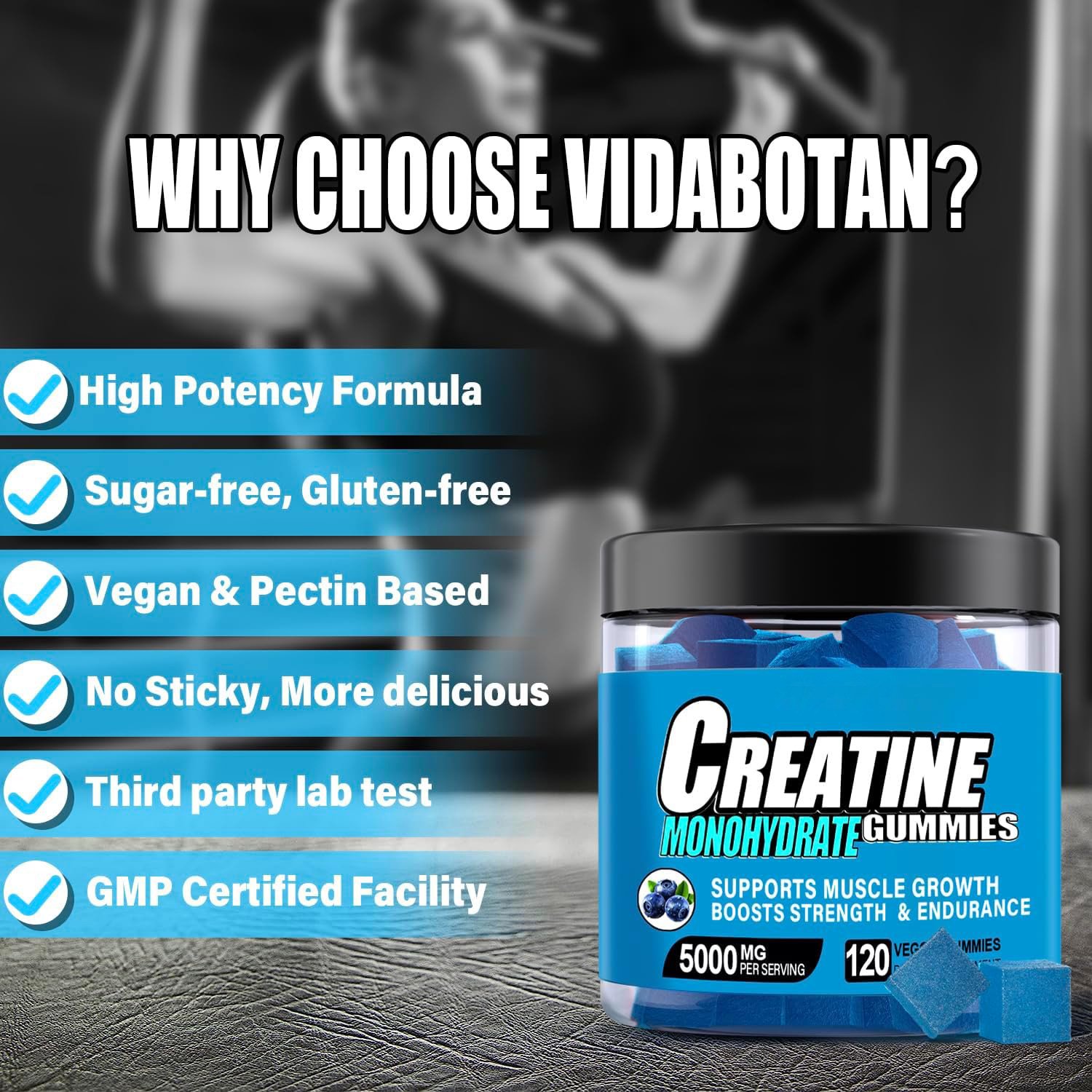 Private Label Creatine Monohydrate Gummies Bcaa Pre Workout Gummies Weight Gain Gummy Candy Gym Supplement