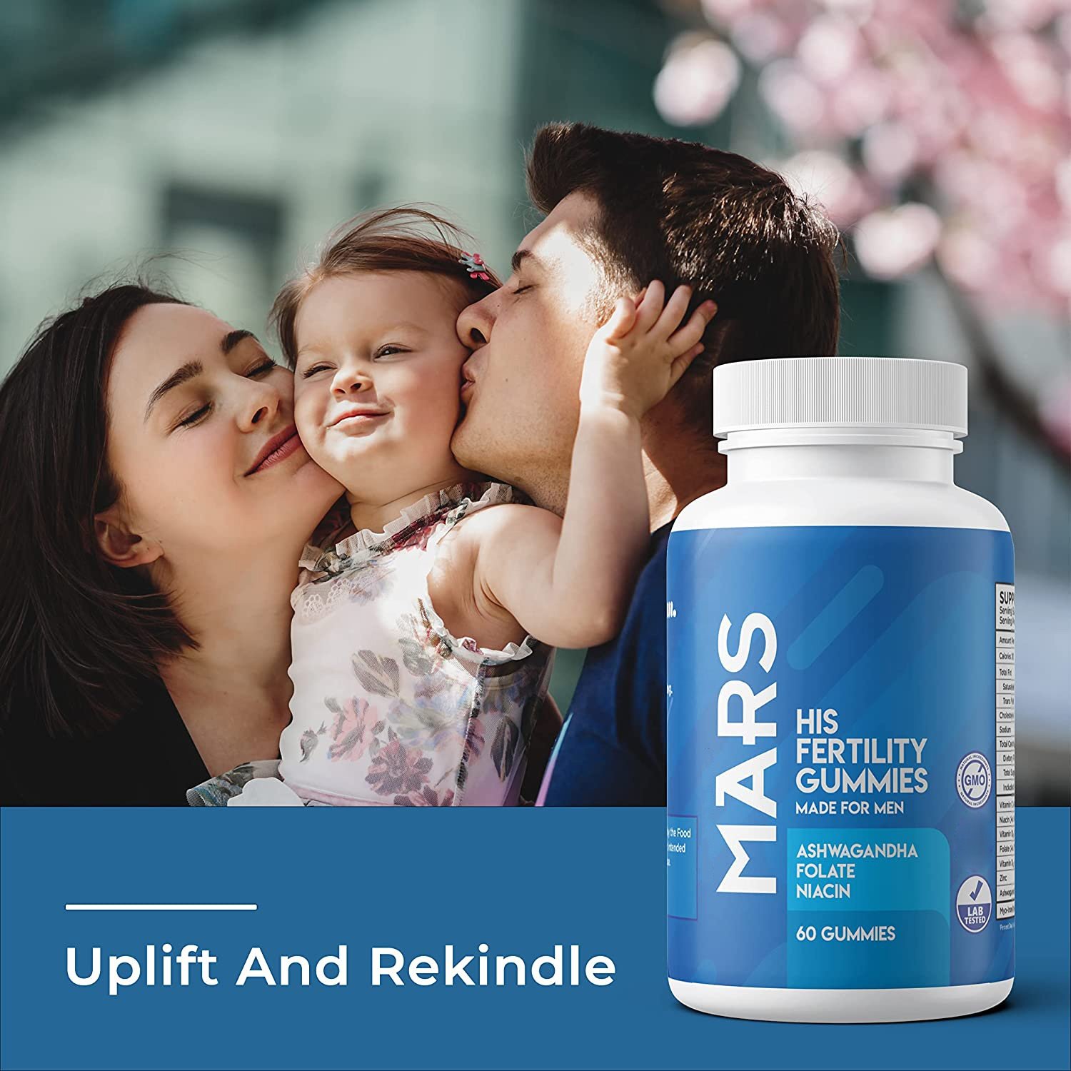 Men's Prenatal Fertility Gummies Ashwagandha + Folate Multivitamin Fertility Supplements