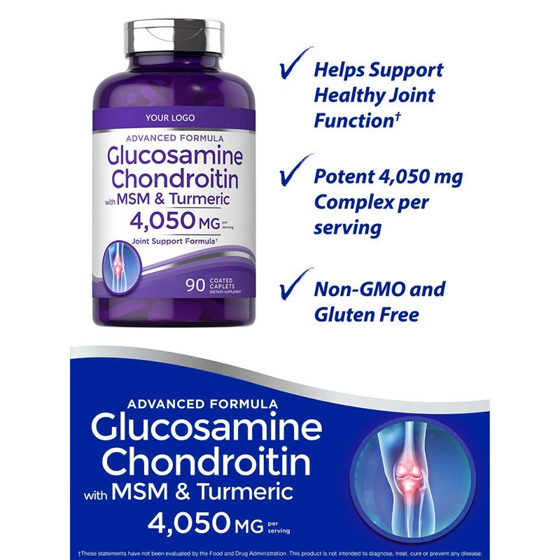 Glucosamine Chondroitin Capsules MSM Turmeric Supplement for Joint Support and Bone Health