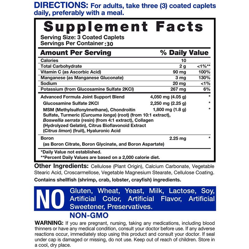 Glucosamine Chondroitin Capsules MSM Turmeric Supplement for Joint Support and Bone Health