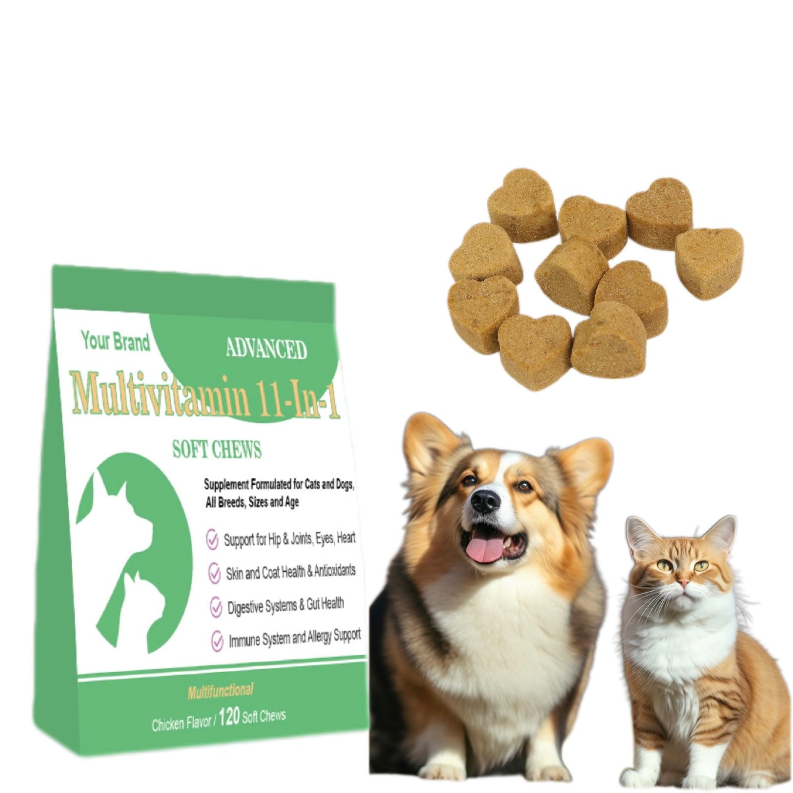 Pet Multivitamin Supplement Supports Active Brain Function Immune System and Digestive System for Dogs