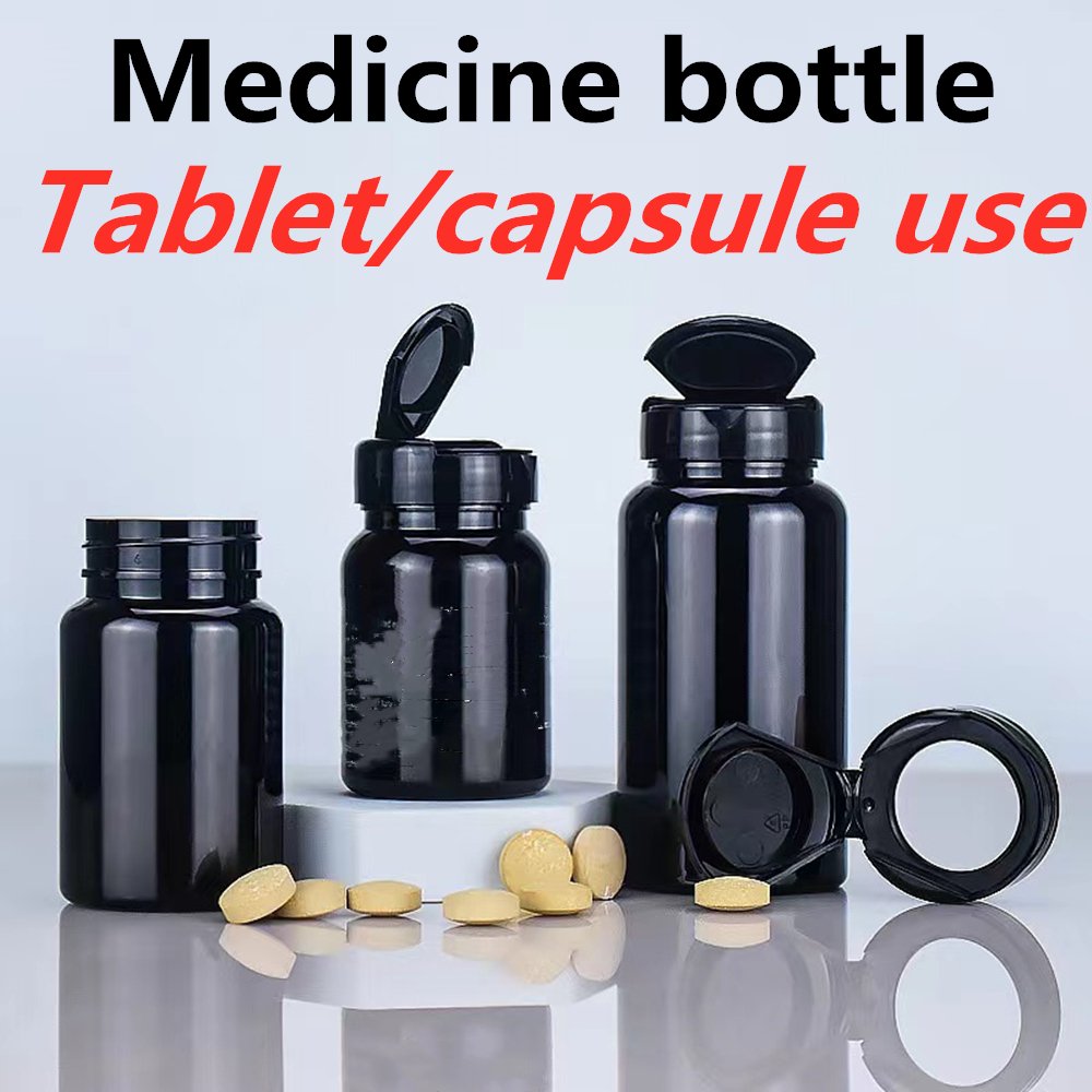 Wholesale cheap 100ml 120ml 150ml 200ml OEM white black clear wide mouth vitamin tablet capsule PET plastic medicine bottle