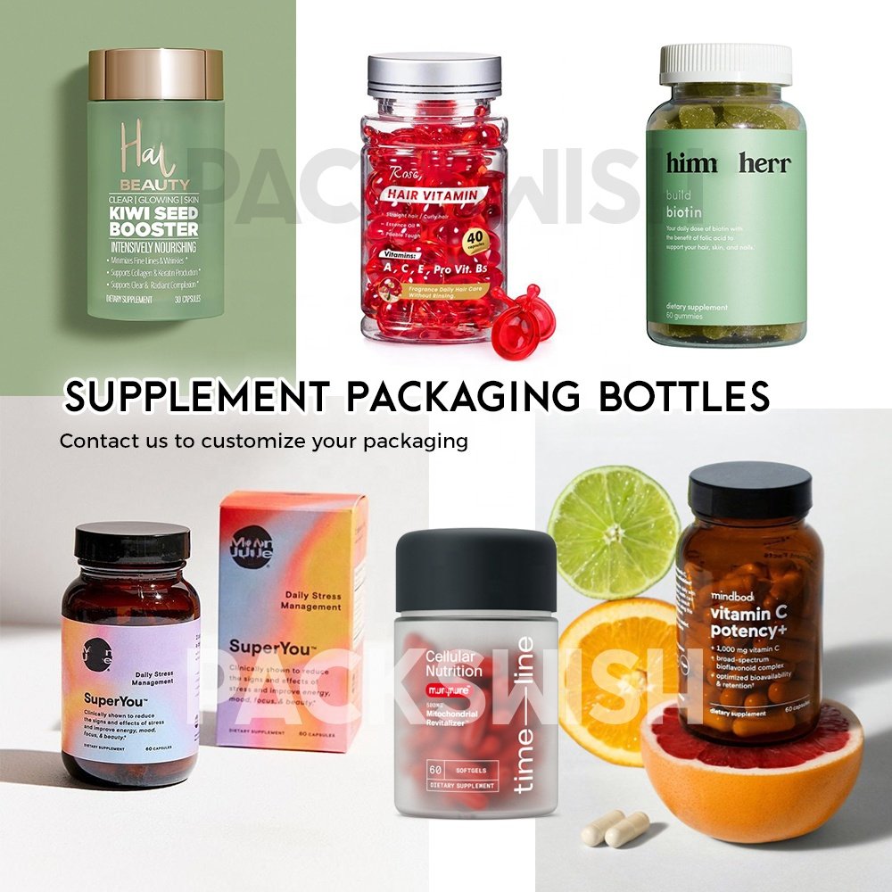 Recyclable Flat Foldable Subscription Box Jar Paper Insert Custom Protein Hair Vitamin Nutrition Supplement Carton Packaging Box