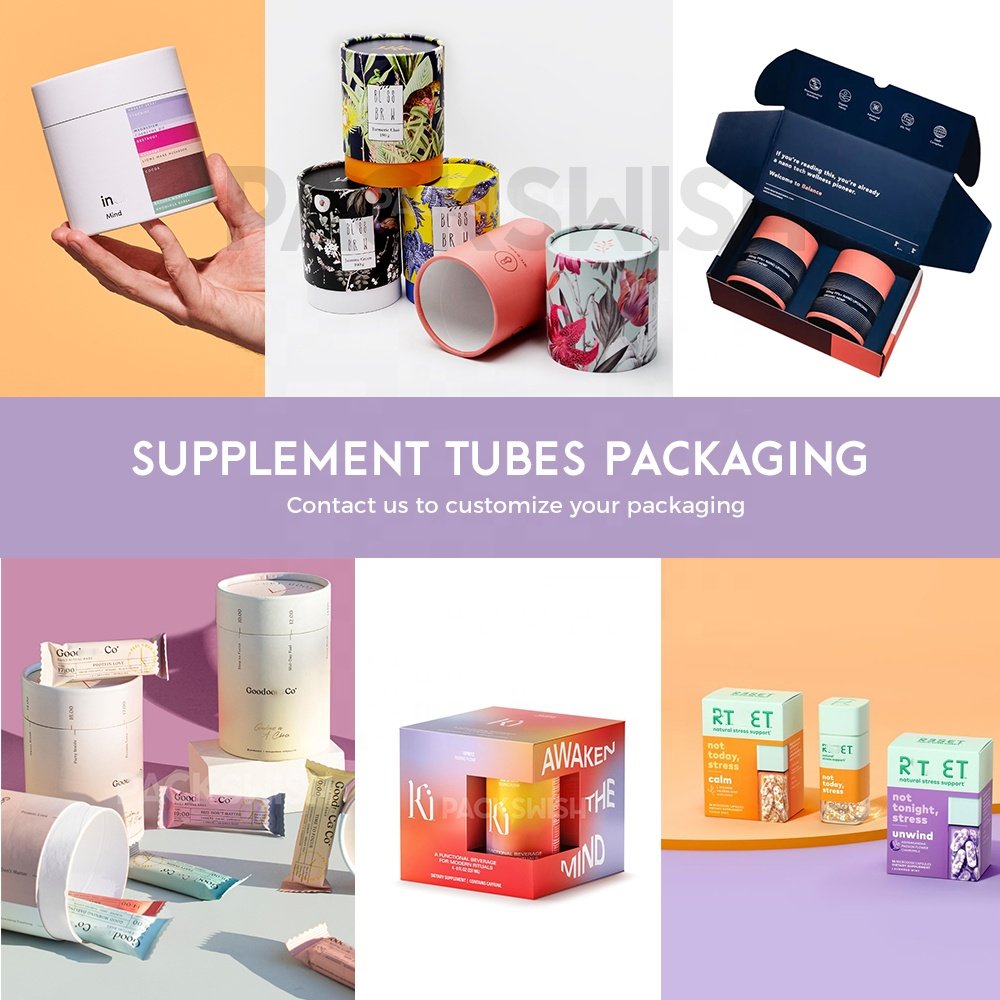 Recyclable Flat Foldable Subscription Box Jar Paper Insert Custom Protein Hair Vitamin Nutrition Supplement Carton Packaging Box