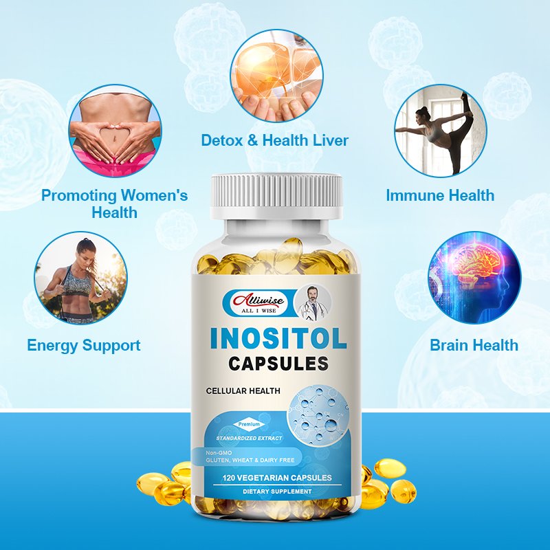 Alliwise OEM 120pcs Inositol Softgel Capsules Promotes Liver Fat Metabolism and Immune Cellular Support Healthcare Supplement