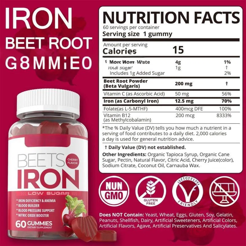 Healthcare Supplement Superfood Organic Beet Root Extract Gummy Natural Beetroot Gummies