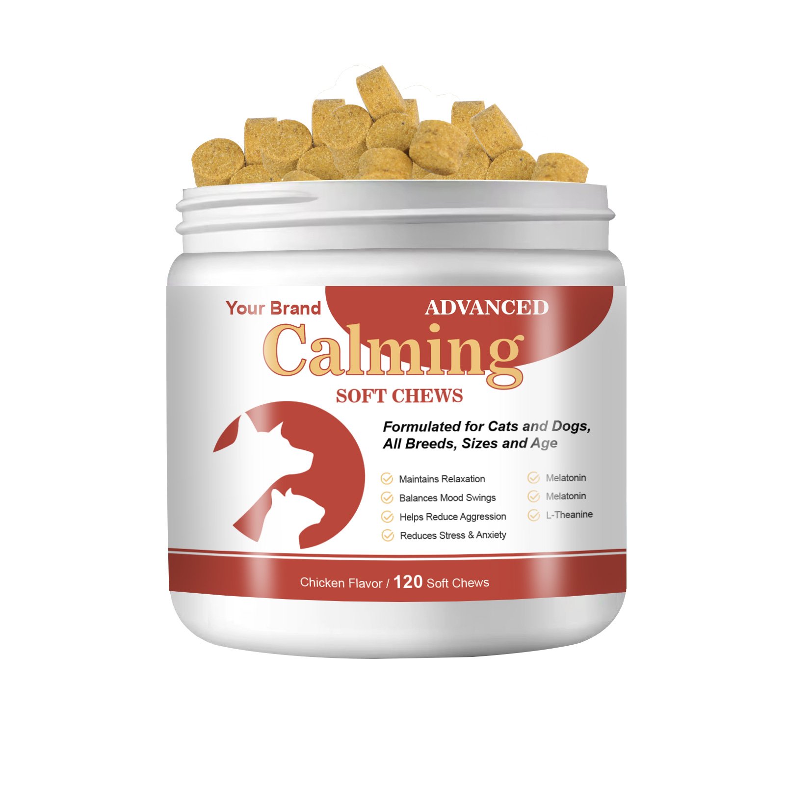 OEM/ODM Custom Pet Supplement Calming Chews Anxiety And Calming Supplement Relief Stress for Dogs